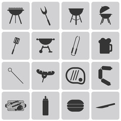 Vector Grill Or Barbecue Black Icons set1. Illustration eps10