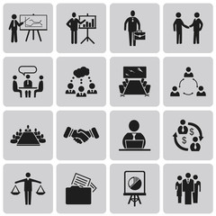 Business icons, management and human resources Black icon set1.