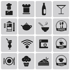 Vector Restaurant Food and Kitchen Black Icons Set1. Illustratio
