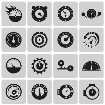 Vector Circular gauges black icons set1. Illustration eps10