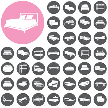 Bed icons set.  Illustration eps10