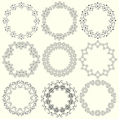 Set of vintage round frames of whorls.