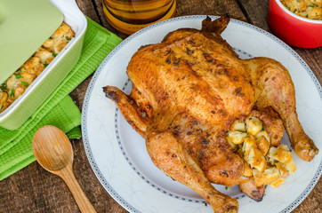 Grilled chicken stuffed with czech beer