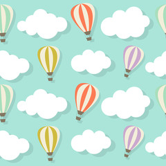 Retro Seamless Pattern with Air Balloons Vector Illustration