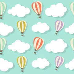 Abwaschbare Fototapete Heißluftballon Retro nahtloses Muster mit Luftballons-Vektor-Illustration