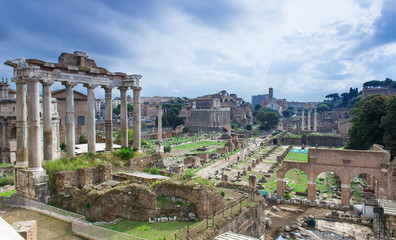 Temple of Saturn and Forum Romanum in Rome, Italy
