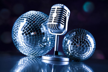 Microphone with disco balls
