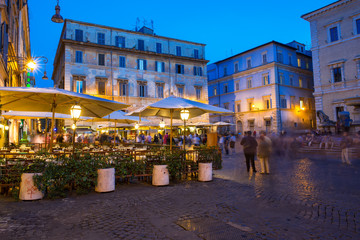 Piazza Santa Maria in Trastevere in Rome, Italy
