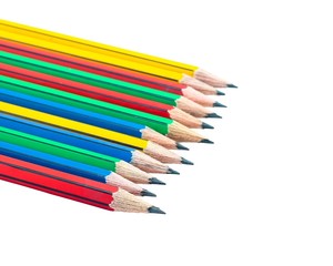 Graphite wooden pencils for sketching shot closeup on white back