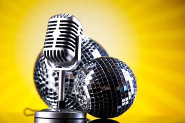 Retro microphone on sun grunge  