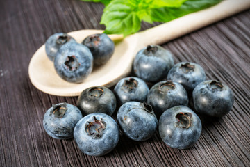 Blueberry on wooden board