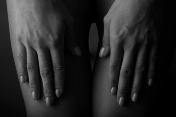 Groomed woman hands, monochrome