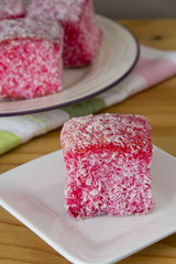 Pink Lamingtons - Selective Focus Vertical
