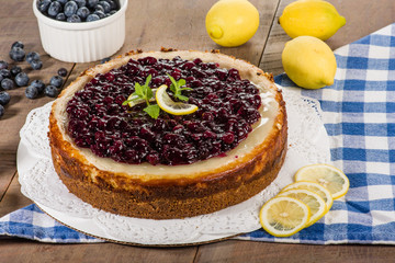 Baked blueberry lemon cheese cake