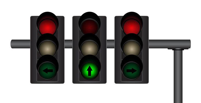 traffic lights isolated on white background