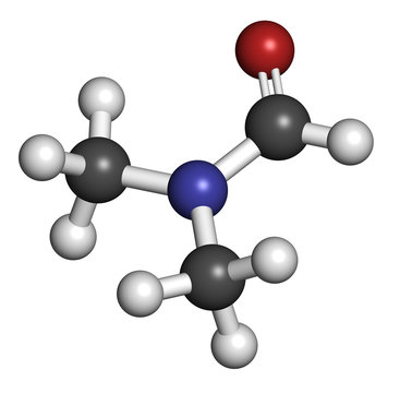 Dimethylformamide (DMF) chemical solvent molecule.
