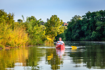 Fototapeta na wymiar Kayaking on the lake