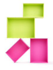 Multicoloured rectangular boxes isolated on white