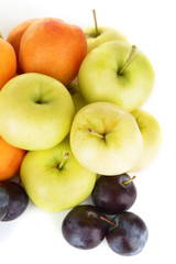 Ripe fruits isolated on white