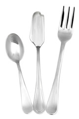 Metal cutlery isolated on white