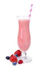 Delicious berry cocktail isolated on white