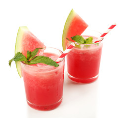 Watermelon cocktail isolated on white