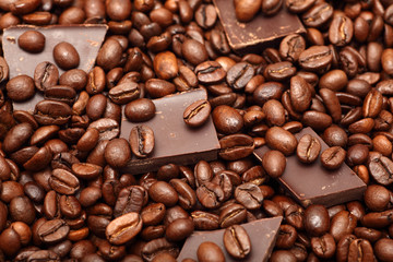 Coffee beans and chocolate