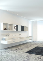 Wall-mounted double vanity unit