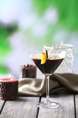 Espresso cocktail served on table