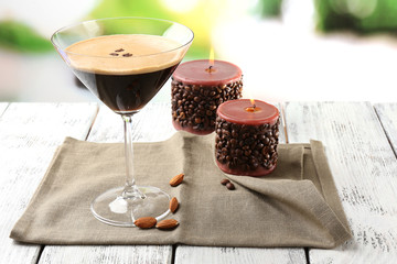 Espresso cocktail served on table