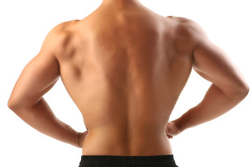 Fototapeta premium Muscle young man isolated on white