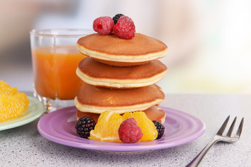Pancake with fruits and berries