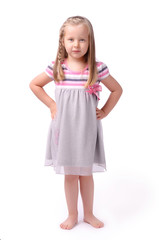 Little girl on a white background