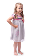 Little girl on a white background