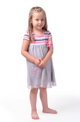 Little girl on a white background