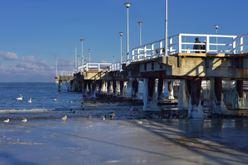 Krajobraz Morski, zima, morze, molo, plaża © janmiko