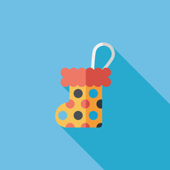 Christmas stocking flat icon with long shadow,EPS 10