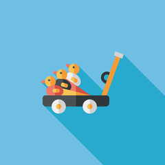 toy duck cart flat icon with long shadow,eps10