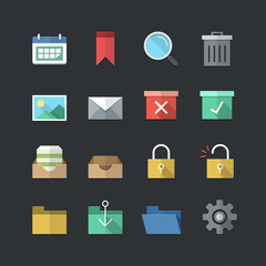 Business & Office icons set with Flat color style