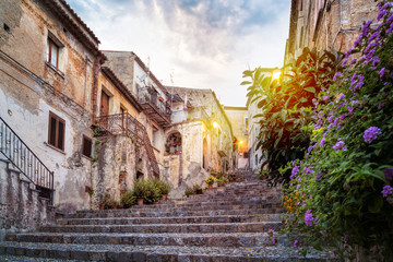 Mystic alley in italian old town