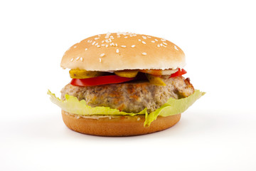 Hamburger isolated on white