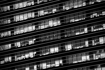 Obraz premium Office windows in the night. Black and white version