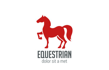 Obraz premium Horse Equestrian Logo vector design. Stallion Silhouette