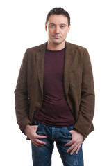 Fototapeta premium Young handsome man in suit smiling