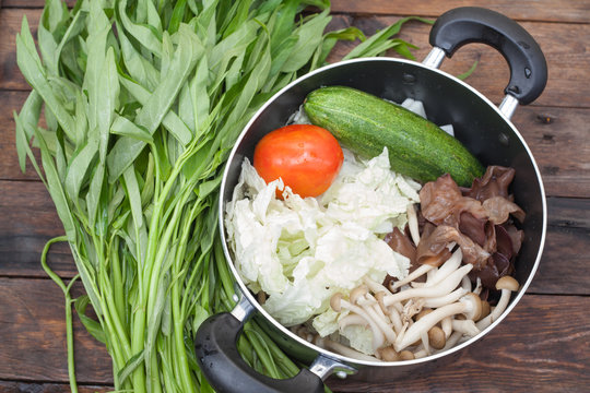 Vegetables in a cooking pot