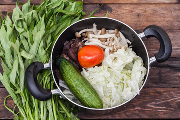 Vegetables in a cooking pot