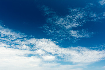Naklejka na ściany i meble Blue Sky With White Clouds On Summer Day