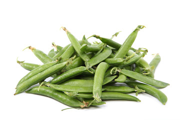 Fresh sweet green pea pods.