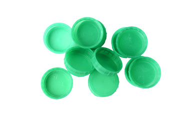 Green plastic bottle tops