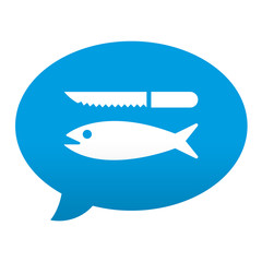 Etiqueta tipo app azul comentario simbolo pescaderia